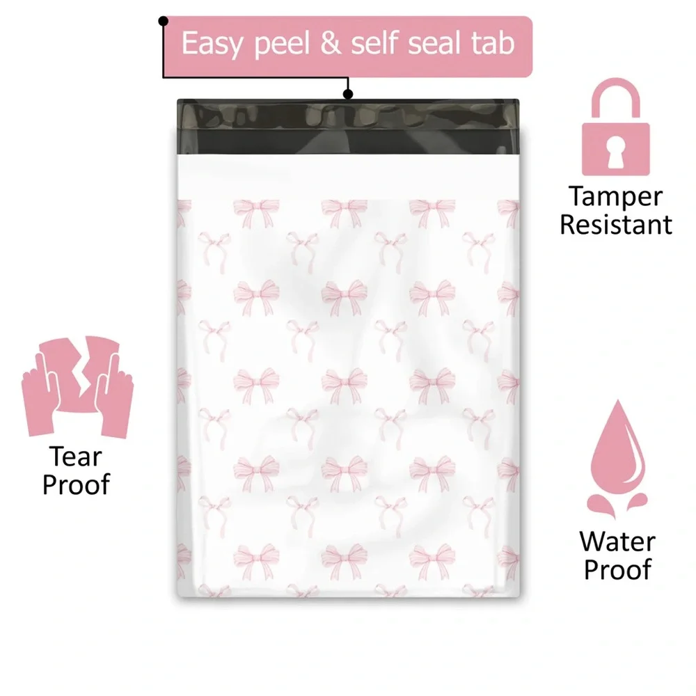Pink Bow Polymailers - 15 - 10x13”